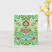 Jacobean Floral Damask, Green en Coral Red Kaart (Gele Bloem)