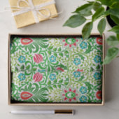 Jacobean Floral Damask, Green en Coral Red Tissuepapier (Geschenk)