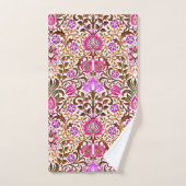 Jacobean Floral Damask, Pink, Violet en Brown Bad Handdoek (Handdoek)