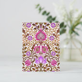 Jacobean Floral Damask, Pink, Violet en Brown Briefkaart (Staand voorkant)