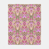 Jacobean Floral Damask, Pink, Violet en Brown Fleece Deken (Voorkant)