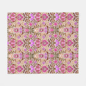 Jacobean Floral Damask, Pink, Violet en Brown Fleece Deken (Voorkant (Horizontaal))