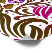 Jacobean Floral Damask, Pink, Violet en Brown Poster (Hoek)
