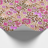 Jacobean Floral Damask, Pink, Violet en Brown Wra Cadeaupapier (Hoek)