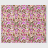 Jacobean Floral Damask, Pink, Violet en Brown Wra Cadeaupapier (Vlak)
