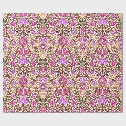 Jacobean Floral Damask, Pink, Violet en Brown Wra Cadeaupapier (Vlak)
