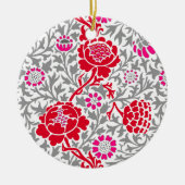 Jacobean Floral, Deep Red, Pink en Gray Ceramic O Keramisch Ornament (Voorkant)