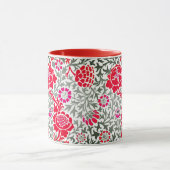 Jacobean Floral, Deep Red, Pink en Grey Mok (Midden)