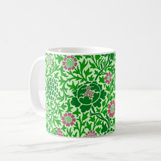 Jacobean Floral, Emerald en Lime Green Koffiemok (Voorkant links)