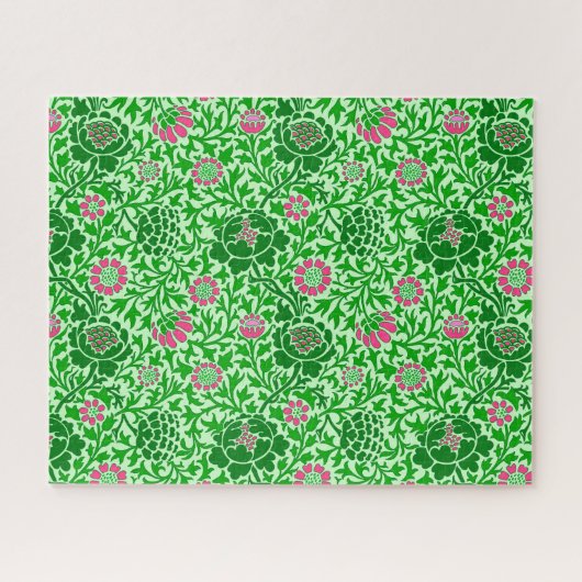 Jacobean Floral, Emerald en Lime Green Legpuzzel (Horizontaal)