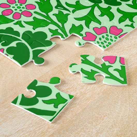 Jacobean Floral, Emerald en Lime Green Legpuzzel (Zijkant)