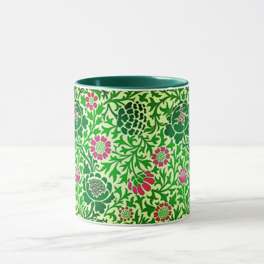 Jacobean Floral, Emerald en Lime Green Mok (Midden)