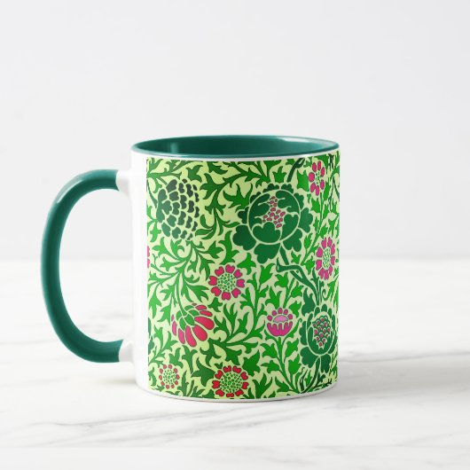 Jacobean Floral, Emerald en Lime Green Mok (Links)
