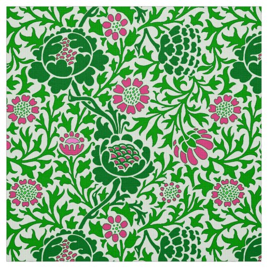 Jacobean Floral, Emerald en Lime Green Stof (Swatch)