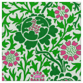 Jacobean Floral, Emerald en Lime Green Stof (Close Up)