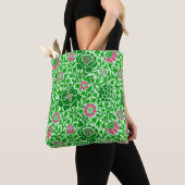 Jacobean Floral, Emerald en Lime Green Tote Bag (Dichtbij)