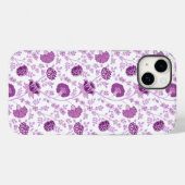Jacobean Floral Herhaal Patroon Pinks op Wit Case-Mate iPhone Case (Achterkant (horizontaal))