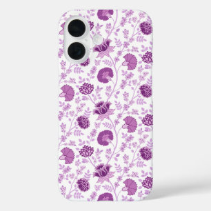Jacobean Floral Herhaal Patroon Pinks op Wit iPhone 16 Hoesje