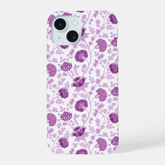 Jacobean Floral Herhaal Patroon Pinks op Wit iPhone 15 Case (Achterkant)