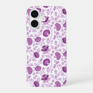 Jacobean Floral Herhaal Patroon Pinks op Wit iPhone 16 Hoesje