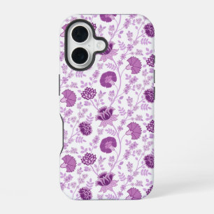 Jacobean Floral Herhaal Patroon Pinks op Wit iPhone 16 Hoesje