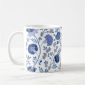 Jacobean Floral LG Pattern Blues on White Koffiemok (Links)