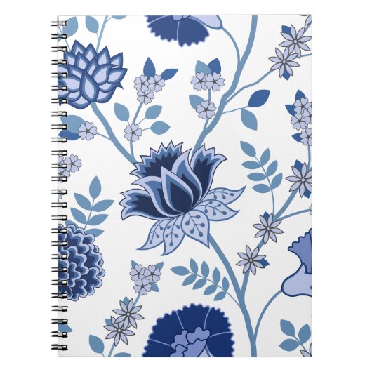 Jacobean Floral LG Pattern Blues on White Notitieboek (Voorkant)