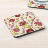 Jacobean Floral LG Pattern Reds Pinks Gold Cream Bier Onderzetter (Linkerzijde)