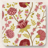 Jacobean Floral LG Pattern Reds Pinks Gold Cream Bier Onderzetter (Voorkant)