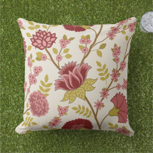 Jacobean Floral LG Pattern Reds Pinks Gold Cream Buitenkussen