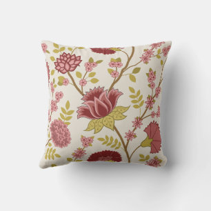 Jacobean Floral LG Pattern Reds Pinks Gold Cream Buitenkussen