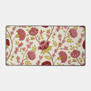 Jacobean Floral LG Pattern Reds Pinks Gold Cream Bureaumat