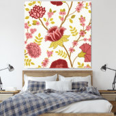 Jacobean Floral LG Pattern Reds Pinks Gold Cream Canvas Afdruk (Insitu (Slaapkamer))
