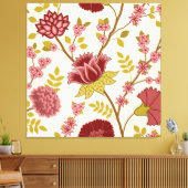 Jacobean Floral LG Pattern Reds Pinks Gold Cream Canvas Afdruk (Insitu (Woonkamer))