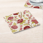 Jacobean Floral LG Pattern Reds Pinks Gold Cream Kartonnen Onderzetters (Schuin)