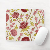 Jacobean Floral LG Pattern Reds Pinks Gold Cream Muismat (Met muis)