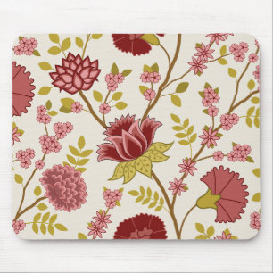 Jacobean Floral LG Pattern Reds Pinks Gold Cream Muismat