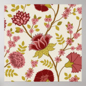 Jacobean Floral LG Pattern Reds Pinks Gold Cream Poster (Voorkant)