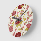 Jacobean Floral LG Pattern Reds Pinks Gold Cream Ronde Klok (Hoek)