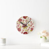 Jacobean Floral LG Pattern Reds Pinks Gold Cream Ronde Klok (Huis)