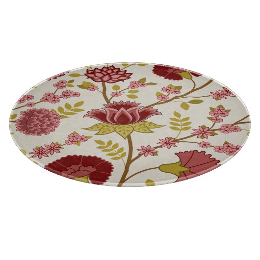 Jacobean Floral LG Pattern Reds Pinks Gold Cream Snijplank (Hoek)