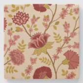 Jacobean Floral LG Pattern Reds Pinks Gold Cream Stenen Onderzetter (Voorkant)