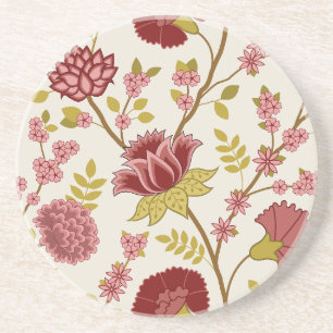 Jacobean Floral LG Pattern Reds Pinks Gold Cream Zandsteen Onderzetter