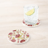 Jacobean Floral LG Pattern Reds Pinks Gold Cream Zandsteen Onderzetter (Zijkant)