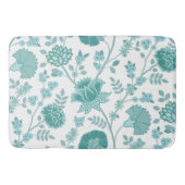 Jacobean Floral Lg Pattern Teals op wit Badmat (Voorkant)