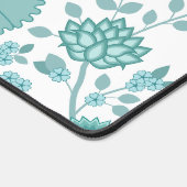 Jacobean Floral Lg Pattern Teals op wit Bureaumat (Hoek)