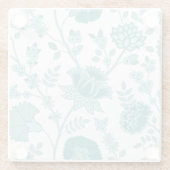 Jacobean Floral Lg Pattern Teals op wit Glazen Onderzetter (Achterkant)