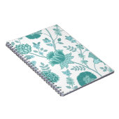 Jacobean Floral Lg Pattern Teals op wit Notitieboek (Rechterzijde)