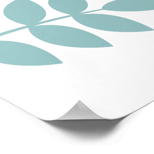 Jacobean Floral Lg Pattern Teals op wit Poster (Hoek)