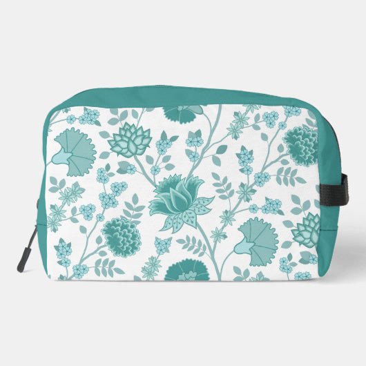 Jacobean Floral Lg Pattern Teals op wit Toilettasje (Achterkant)